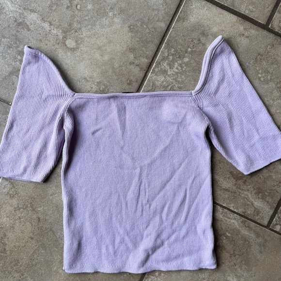Zara Lavender Ribbed Knit Top - Picture 3 of 3